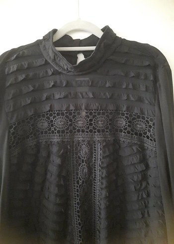 Siyah Goth Uzun Kollu Midi Tunik - Görsel 2