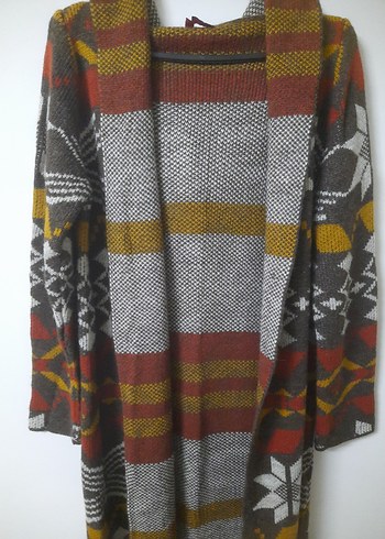 Bohem Tarz Uzun Desenli Örgü Kadın Hırka - Görsel 5