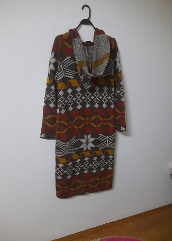 Bohem Tarz Uzun Desenli Örgü Kadın Hırka - Görsel 2