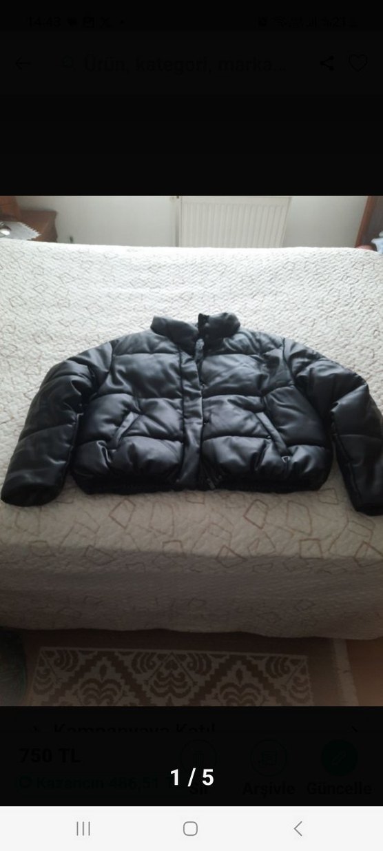 Düğmeli Siyah Deri Kadın Kış Montu - Görsel 2