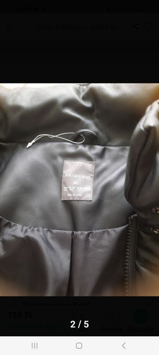 Düğmeli Siyah Deri Kadın Kış Montu - Görsel 4