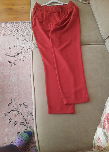 Kiremit rengi Rahat Kesim Kadın Pantolon - Görsel 6