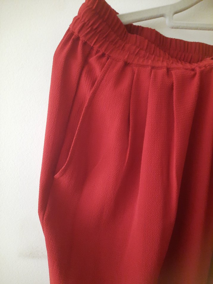 Kiremit rengi Rahat Kesim Kadın Pantolon - Görsel 5