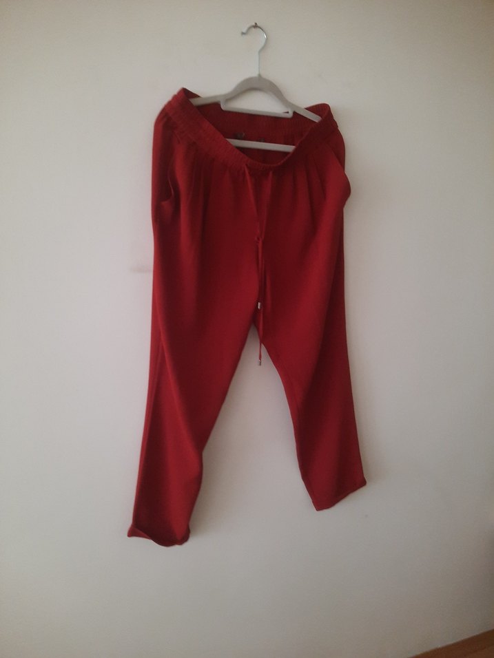 Kiremit rengi Rahat Kesim Kadın Pantolon - Görsel 2