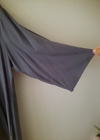 Gri Uzun Kollu V Yakalı Tunik ebise - Görsel 9