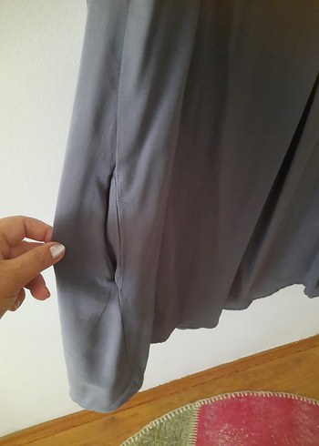 Gri Uzun Kollu V Yakalı Tunik ebise - Görsel 5