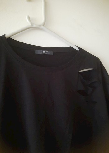 Siyah Mini Tişört Kısa Kollu, Salaş - Görsel 6