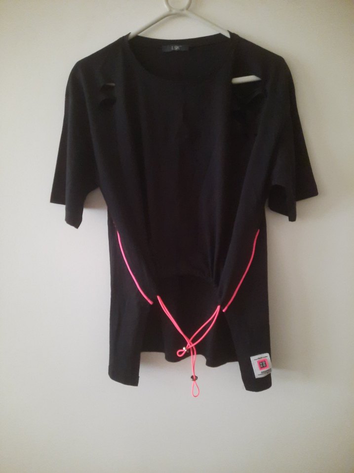 Siyah Mini Tişört Kısa Kollu, Salaş - Görsel 2