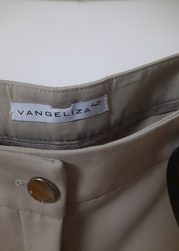 Kadın Bej Kemerli Kumaş Pantolon - Görsel 9