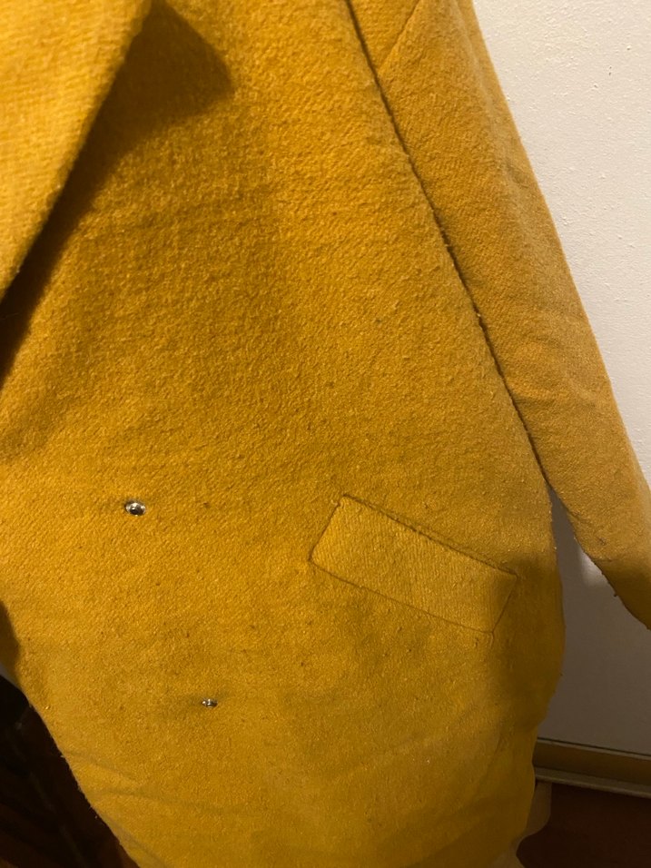 Sarı Midi Keten Kadın Kaban - Görsel 3