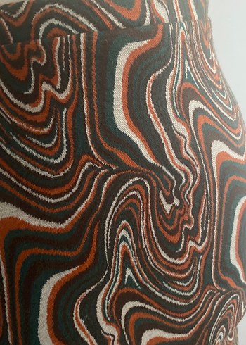 Drapeli Kahverengi Mini Etek - Görsel 2