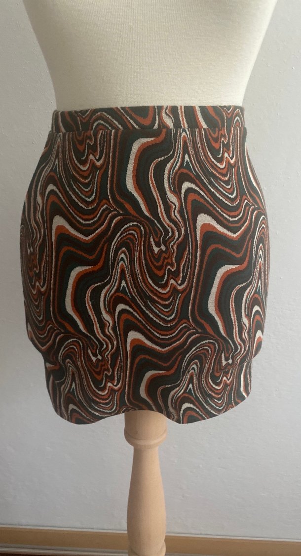 Drapeli Kahverengi Mini Etek - Görsel 3