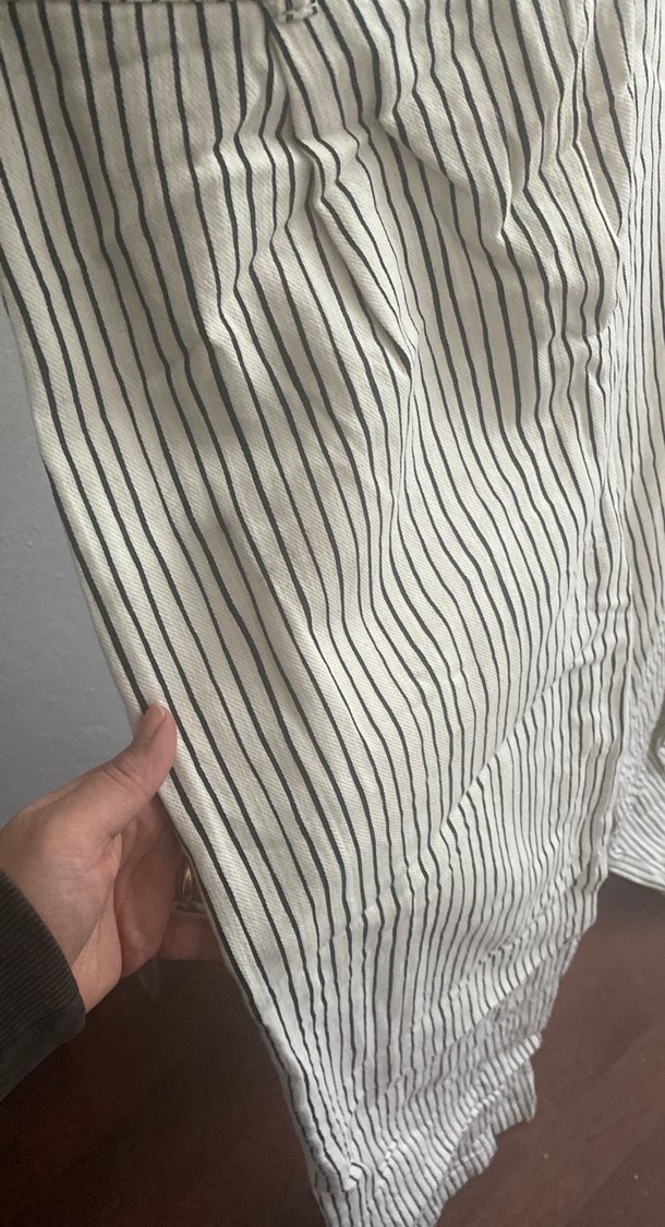 Kemerli Çizgili Keten Takım - Görsel 3