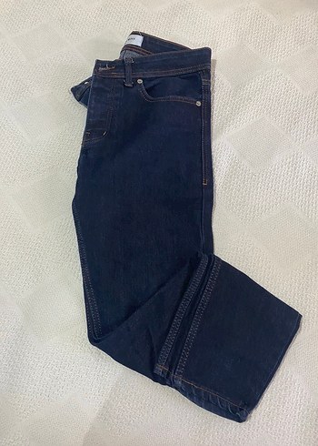 Erkek Koyu Mavi Midi Denim Jean