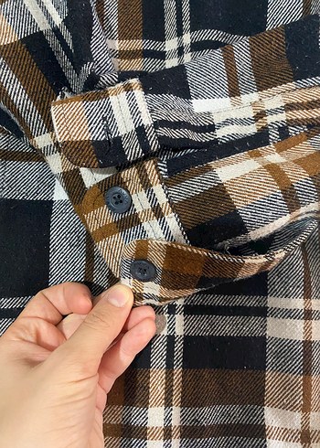 Düğmeli erkek Kareli Pamuk Gömlek - Görsel 2