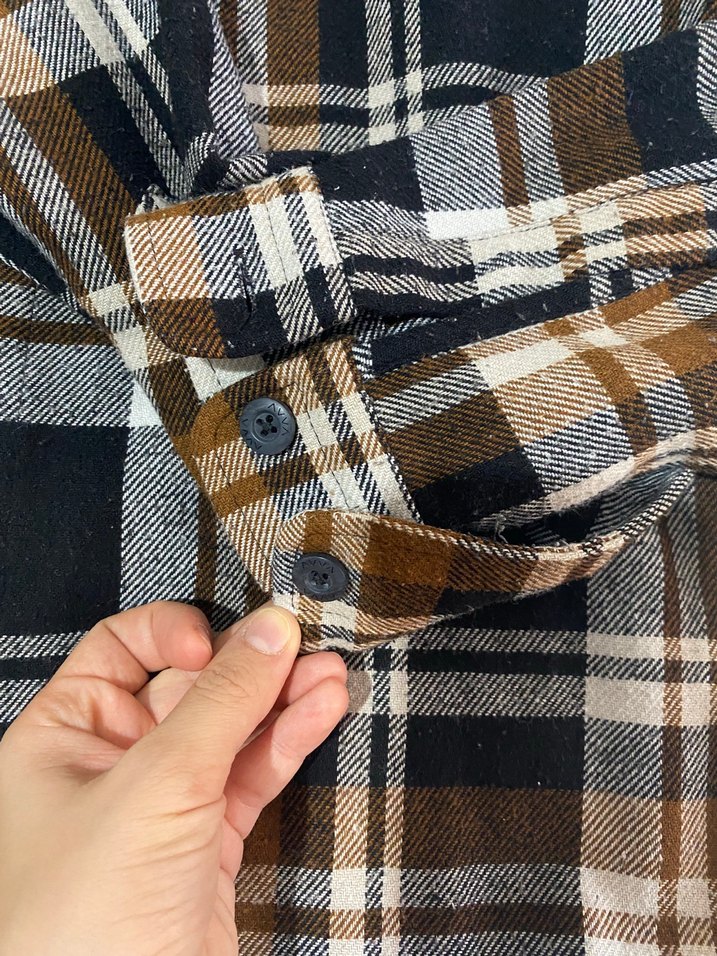 Düğmeli erkek Kareli Pamuk Gömlek - Görsel 2