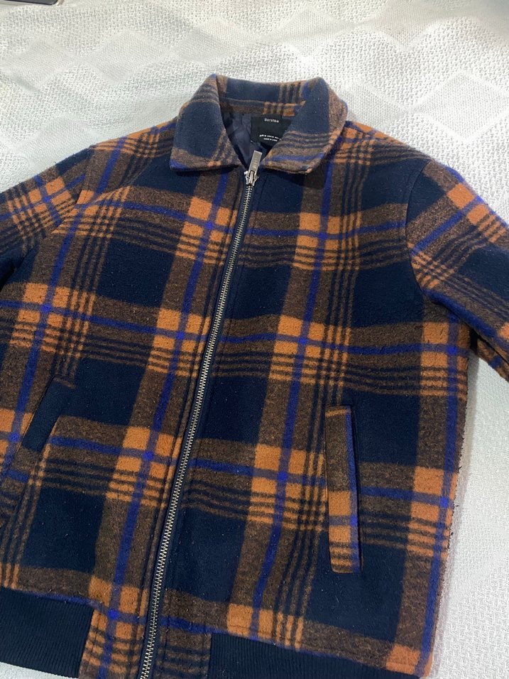 Düğmeli Kareli Midi Erkek Yün Ceket - Görsel 2