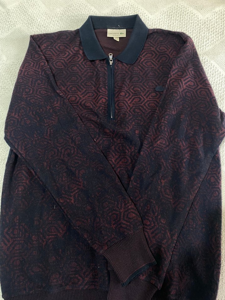 Bordo Desenli Fermuarlı Erkek Kazak - Görsel 2