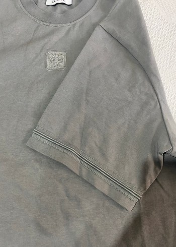 Gri Erkek Keten Tişört, Yuvarlak Yaka, Kısa Kollu - Görsel 2