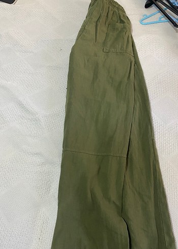 Haki Keten Salaş Pantolon - Görsel 2