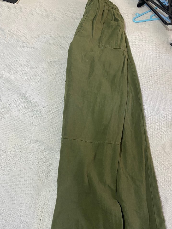 Haki Keten Salaş Pantolon - Görsel 2