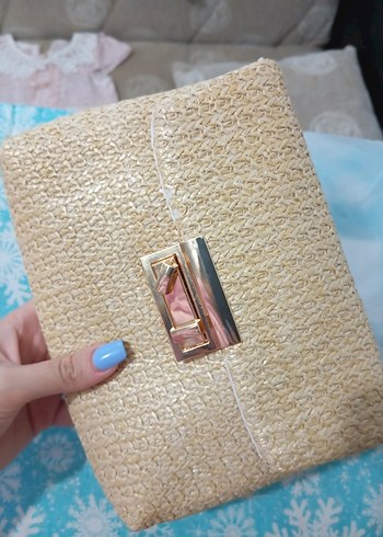 Zara Bej Örgü Kumaş Kadın Çanta Tokalı