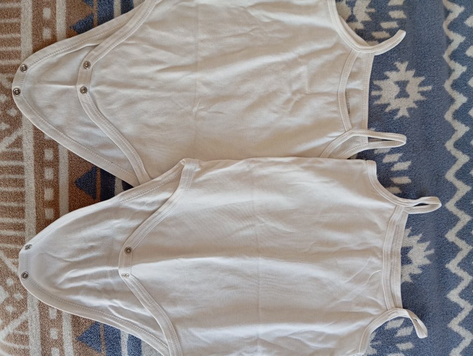 Pamuklu Askılı Beyaz Bebek Body - Görsel 3