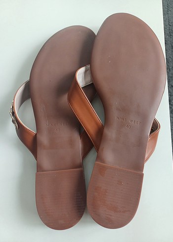 40 Beden kahverengi Renk Nine West Kadın Deri Toka Detaylı Terlik