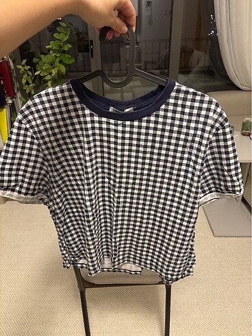 Kareli kısa kollu t shirt