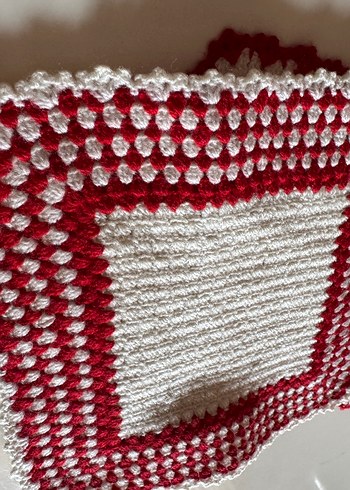 Kırmızı Beyaz Örgü Banyo Lifi - Görsel 2