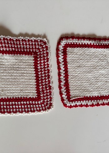 Kırmızı Beyaz Örgü Banyo Lifi - Görsel 4