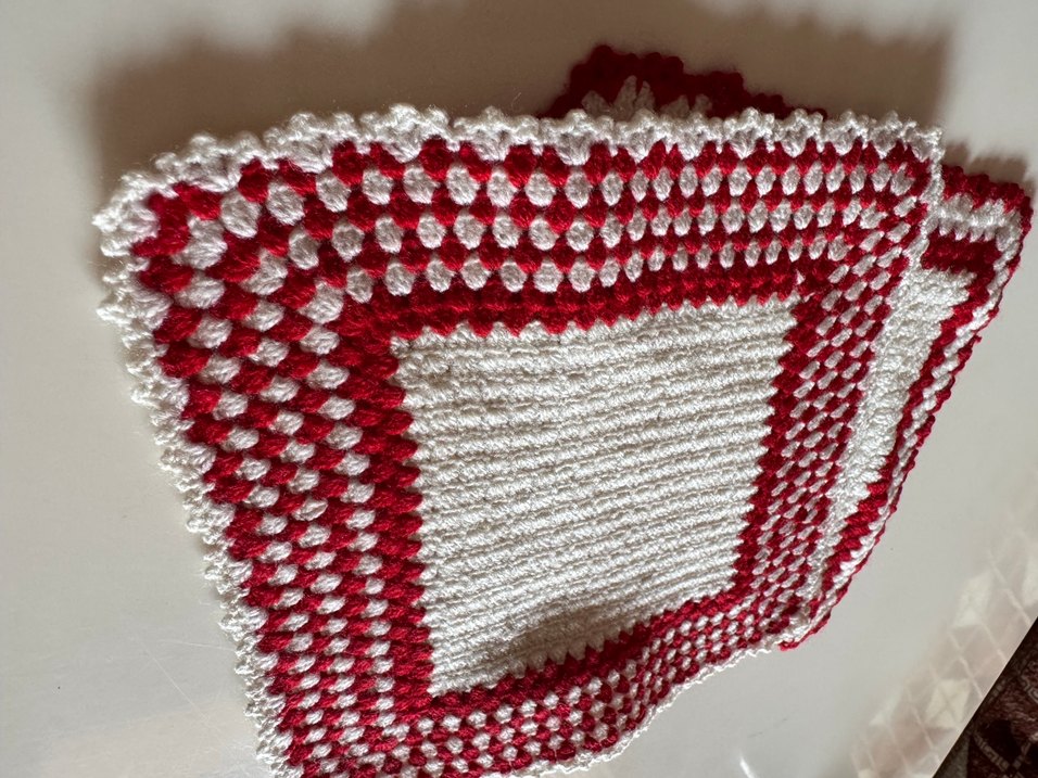 Kırmızı Beyaz Örgü Banyo Lifi - Görsel 2