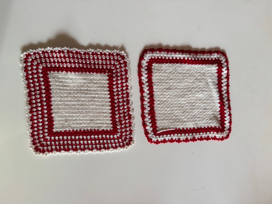 Kırmızı Beyaz Örgü Banyo Lifi - Görsel 4