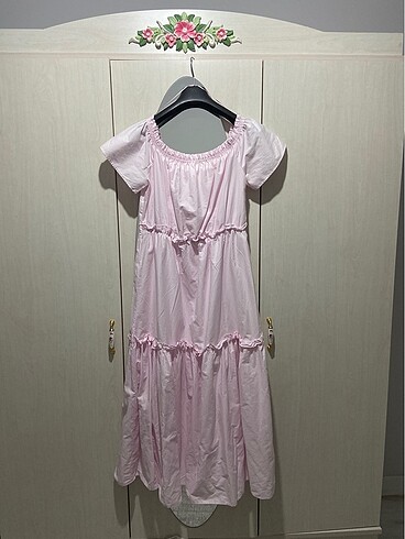 LC Waikiki Pembe midi boy elbise