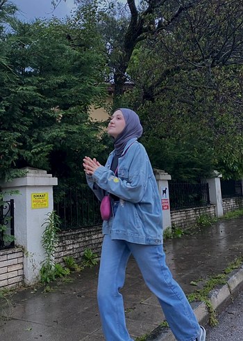 l Beden camel Renk Kadın Oversize Denim Ceket
