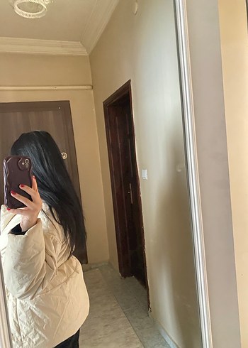 Diğer Bej Midi Şişme Kadın Kışlık Mont
