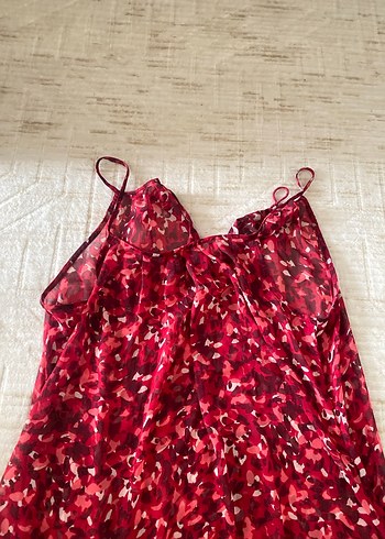 Diğer Kırmızı Drape Detaylı Askılı pareo elbise