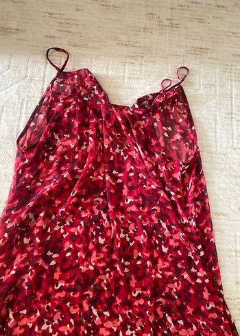 xxl Beden Kırmızı Drape Detaylı Askılı pareo elbise