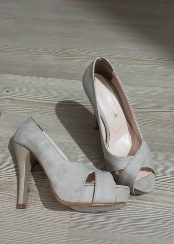 36 Beden Bej Süet Stiletto Kadın Topuklu Ayakkabı