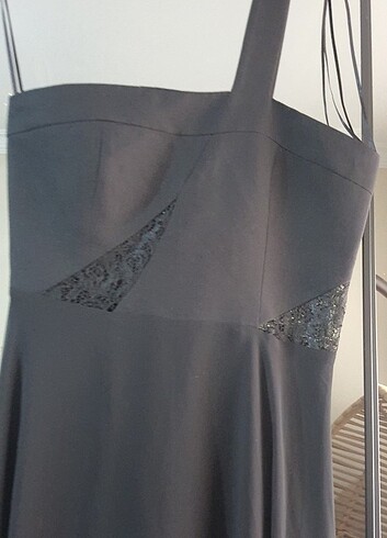 xs Beden Koton Partywear Siyah bel dekolteli elbise