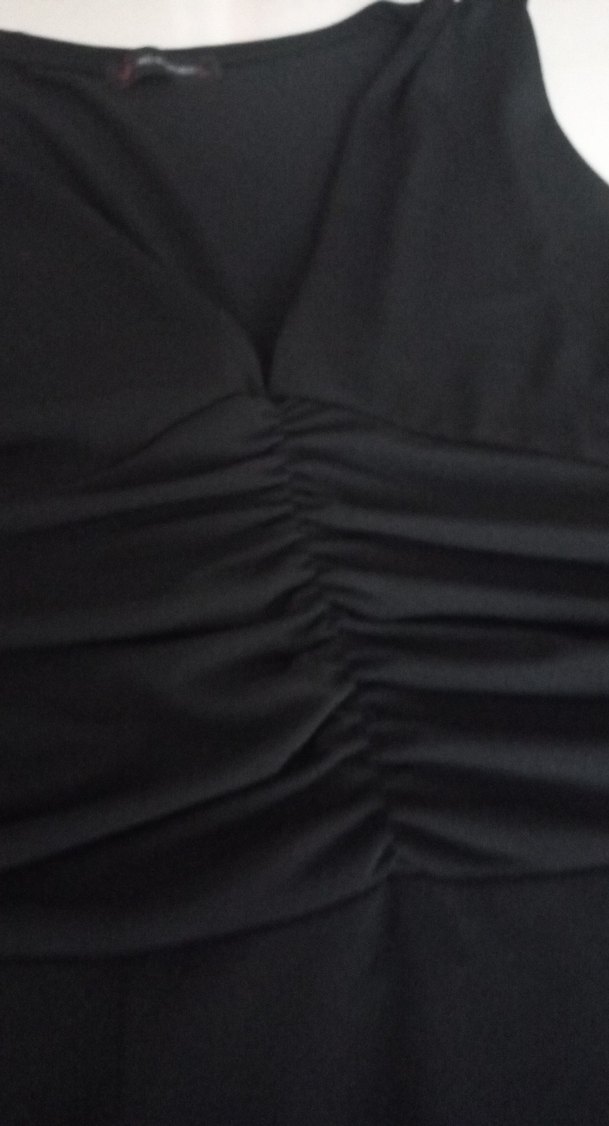 Drapeli Siyah diz altı Kadın siyah elastik kumaştan şık ellbise - Görsel 5