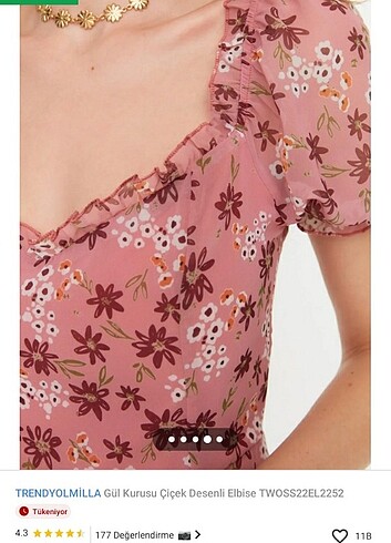 Trendyol & Milla Gül kurusu çiçekli kısa elbise kısa kollu pembe