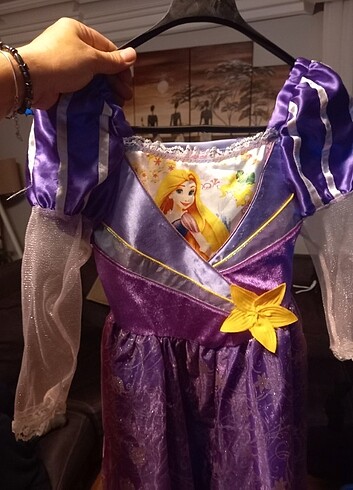 6 Yaş Beden çeşitli Renk Rapunzel kostümü ve örgü saçı