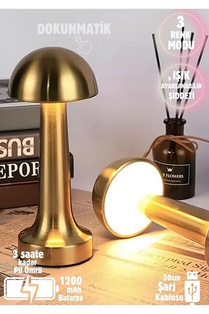 3 RENK ŞARJLI DİMLİ RETRO MASA LAMBASI - Görsel 5
