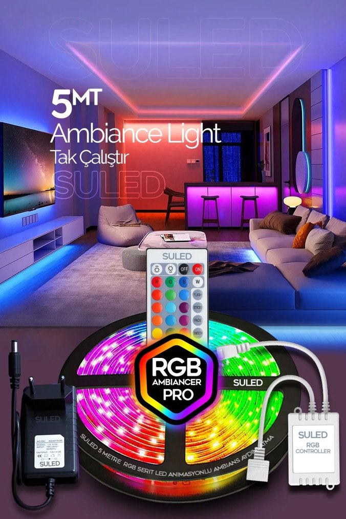 5 METRE RGB SET DİREK FİŞE TAK ÇALIŞTIR - Görsel 2