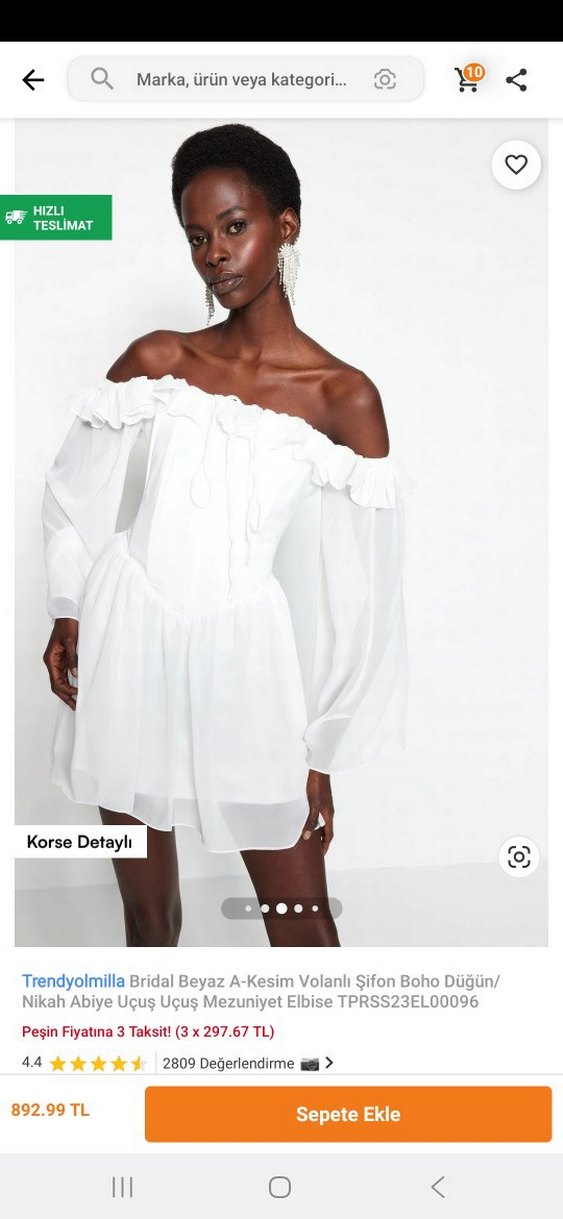 Beyaz Volanlı Mini Bohem Elbise - Görsel 2