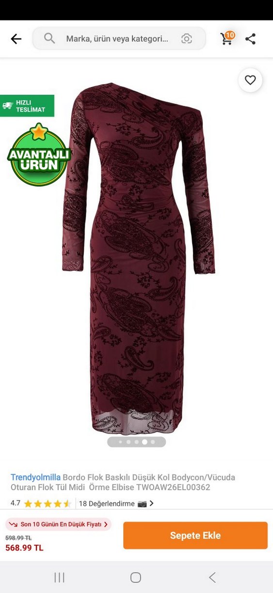 Bordo Desenli Bohem Uzun Elbise - Görsel 3