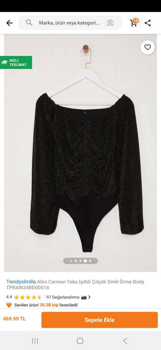 Siyah Parlak çıtçıtlı bluz Uzun Kollu, V Yaka - Görsel 3