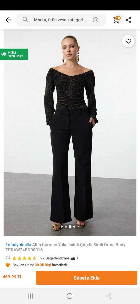 Siyah Parlak çıtçıtlı bluz Uzun Kollu, V Yaka - Görsel 2