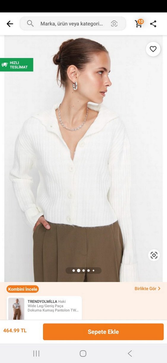 Düğmeli Beyaz Kadın Hırka - Görsel 2